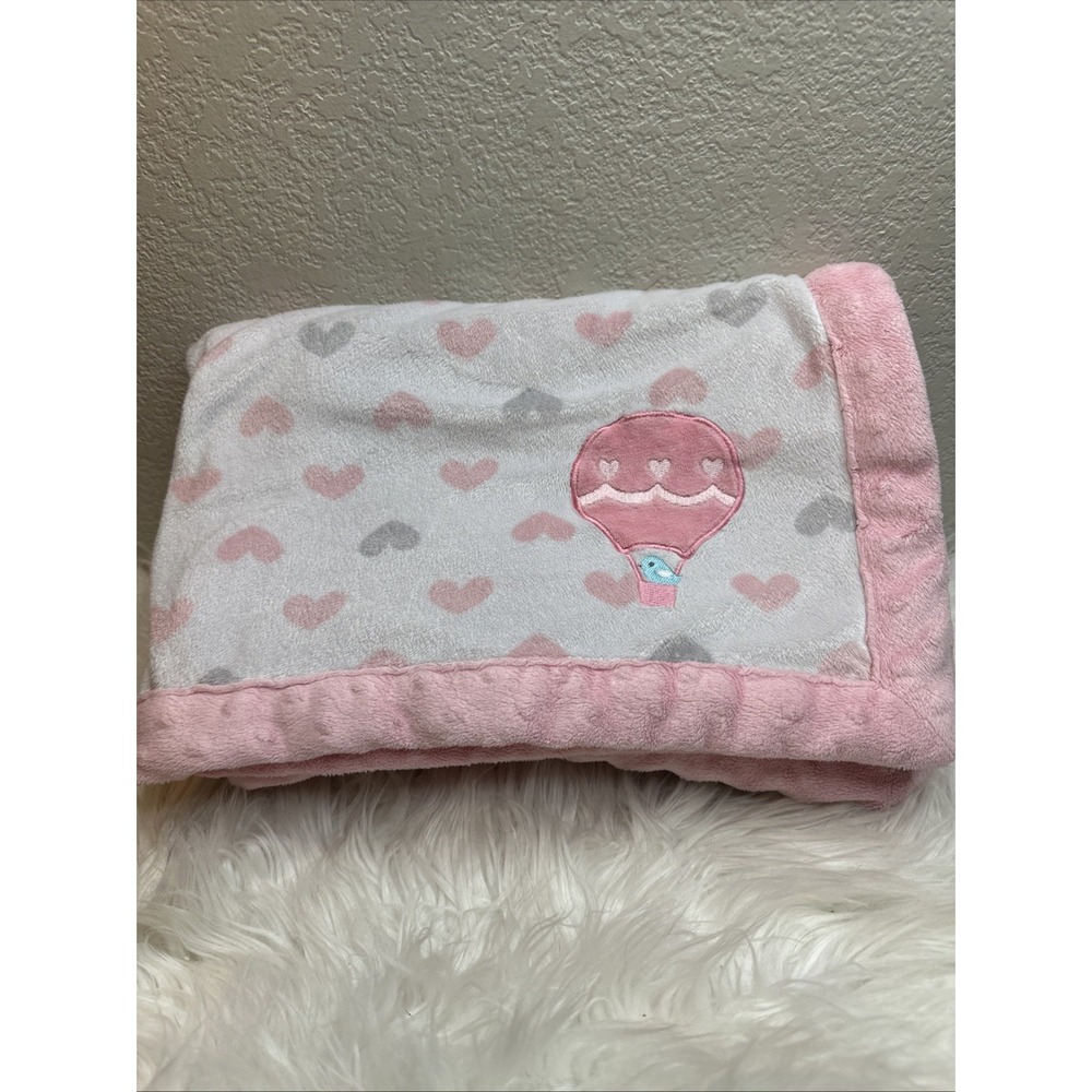 $35 🌙 Child Of Mine Hot Air Balloon Heart Baby Blanket Pink Sherpa CLEAN